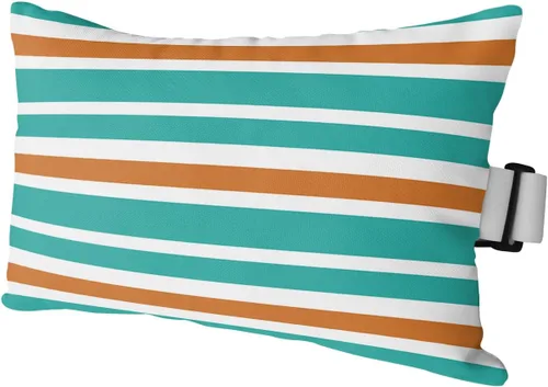 Miniatura 20 de T&H XHome Almohada de exterior para tumbona, diseño geométrico simple de rayas, impermeable, almohada lumbar con correa elástica ajustable