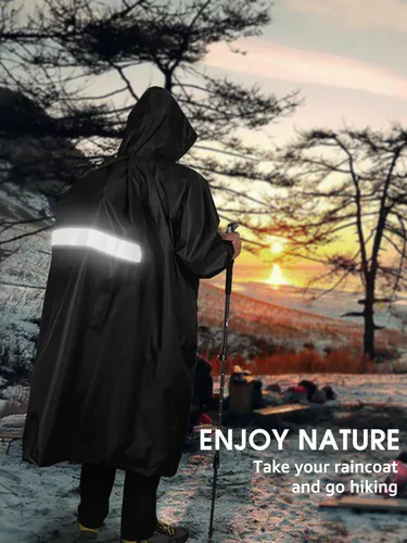 Miniatura 7 de Anyoo Poncho de lluvia con capucha, impermeable, ligero, para hombres, mujeres y adultos, con bolsillo para senderismo, camping, actividades al aire