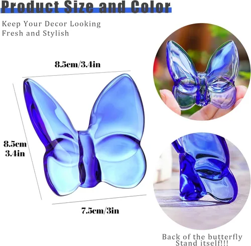 Miniatura 5 de kanpura Figura de mariposa de cristal azul, figura de mariposa voladora, adorno de mariposa de cristal, animal de cristal coleccionable