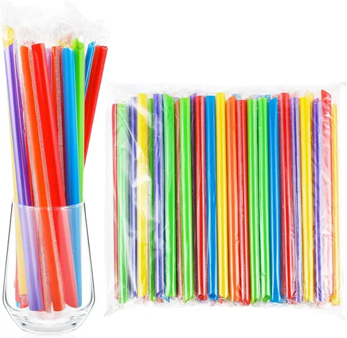 Miniatura 9 de Tessco for you 600 piezas de 25 cm de pajitas jumbo para batidos a granel de 10 mm de plástico desechable con burbujas de té de boca ancha envueltas