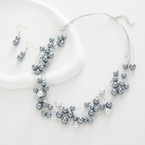 Miniatura 4 de Collar de perlas en capas de múltiples hebras, gargantilla de perlas para mujer, joyería de cuentas para bodas y fiestas