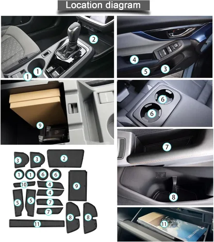Miniatura 7 de YEE PIN Para Subaru Crosstrek STARLINK 2024 Tapete de consola Crosstrek Guantera Crosstrek 2024 Crosstrek Cup Mats 2024 STARLINK Inserts Liners
