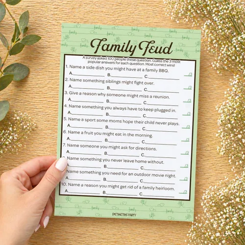 Miniatura 9 de DISTINCTIVS Family Reunion Game Pack – Trivia familiar, más probable, peleas familiares y encontrar al miembro de la familia – Juego de 4