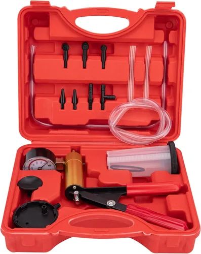 Kit de purga de frenos 2 en 1 Juego de prueba de bomba de vacío de mano con juego de sangrado de líquido de frenos automotriz con adaptadores de