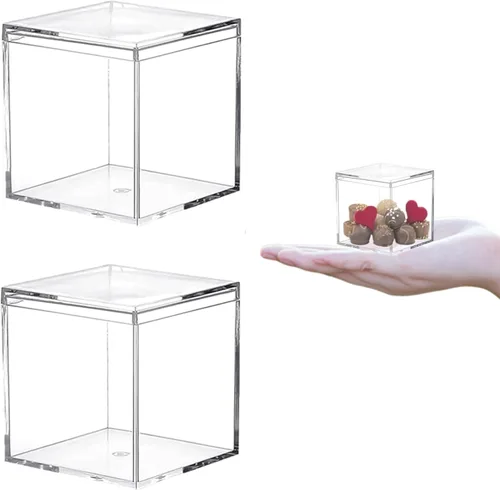 Miniatura 13 de Caja de acrílico transparente con tapa, contenedores de cubo cuadrado de plástico, caja de almacenamiento para el hogar y la oficina, caja