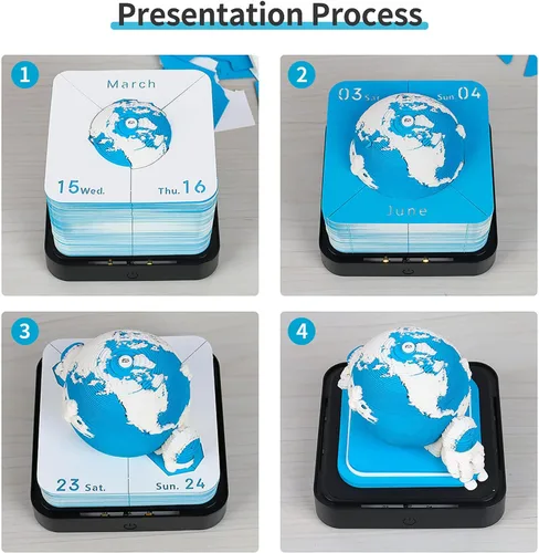 Miniatura 7 de Bloc de notas con calendario de piezas de tiempo 2026, calendario de escritorio 3D Earth 2026, bloc de notas con luz, calendario artístico 3D