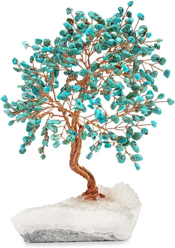 Miniatura 11 de KARMA AND LUCK Árbol de la vida de Feng Shui con base de cristal blanco Home D cor, hecho a mano en Bali, mediano 8 (amatista)