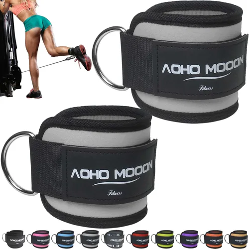 Miniatura 25 de AOHO MOOON Correas de tobillo ajustables y cómodas para máquinas de cable para mujeres, correa de pierna para gimnasio, tobillera para glúteos