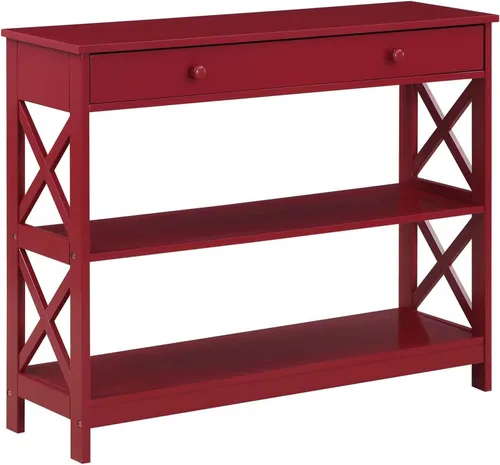 Miniatura 8 de Convenience Concepts Oxford - Mesa consola con 1 cajón con estantes, madera de granero/negro