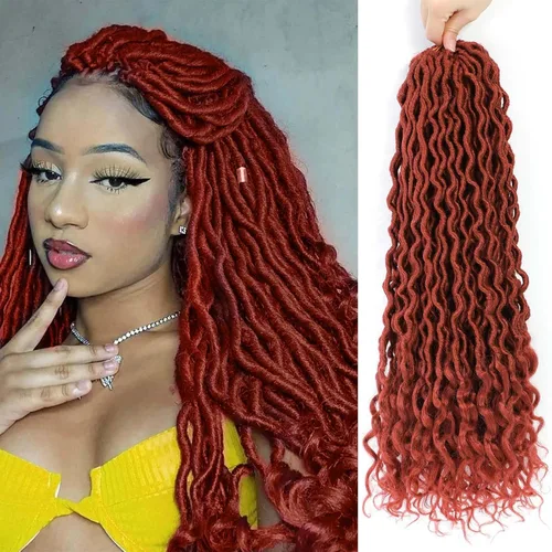Miniatura 34 de Trenzas postizas Goddess, 6 paquetes de 18 pulgadas, cabello lacio, trenzado con ganchillo, para mujeres negras, trenzas postizas ombre con puntas