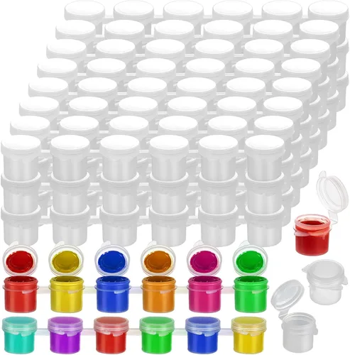 Miniatura 9 de YGAOHF 120 macetas de pintura con tapas, 0.2 fl oz/0.17 onzas, macetas grandes vacías con tapas, contenedor de pintura acrílica fácil de abrir, 20