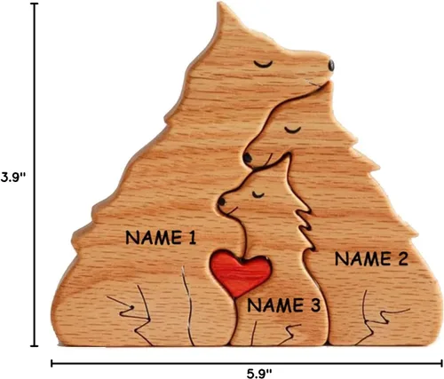 Miniatura 2 de Rompecabezas de madera de lobo personalizable, pieza decorativa de roble para decoración del hogar y miembro reflexivo, 3