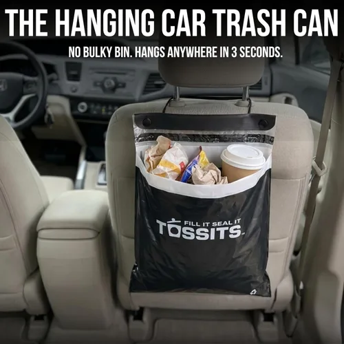 Miniatura 2 de Tossits Bolsas de basura desechables recicladas para automóvil, a prueba de fugas, a prueba de olores, bolsas de basura colgantes para automóvil