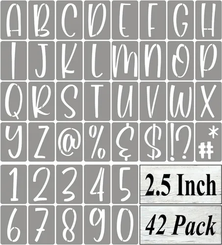 Miniatura 9 de Plantillas de letras del alfabeto de 4 pulgadas para pintar, paquete de 42 plantillas de letras y números con letreros para pintar sobre madera