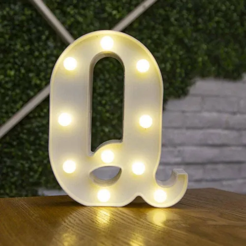 Miniatura 15 de anso Letras LED del alfabeto con números iluminados, letras de plástico blanco, decoración de pie de la A a la Z 0 ~ 9 (rosa corazón)