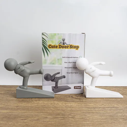 Miniatura 8 de Lindo tope de puerta, decorativo y resistente, tope de puerta decorativo, cuña delantera inferior adecuada para más puertas, blanco y gris Blanco &