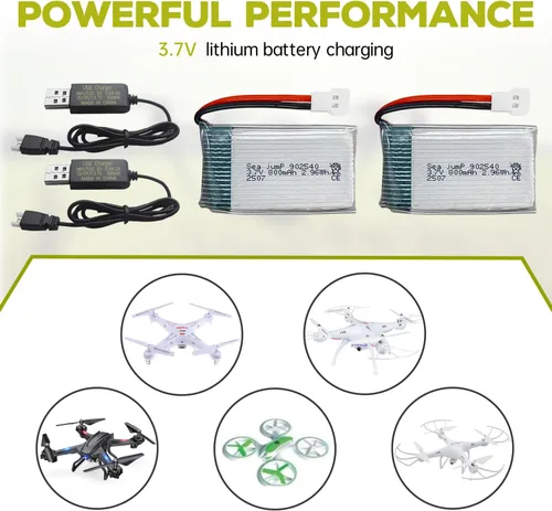 Miniatura 2 de sea jump Batería Lipo de 3.7 V 800 mAh 25C con enchufe Molex y cable de carga USB compatible con WLtoys SYMA la mayoría de drones, cuadricópteros