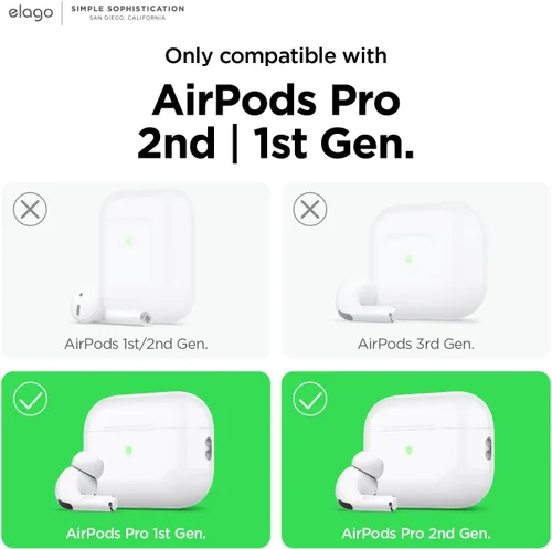 Miniatura 2 de elago Funda de cuero compatible con AirPods Pro 2 Generation y AirPods Pro - Funda de cuero genuino con llavero, colores lujosos, soporte de anillo