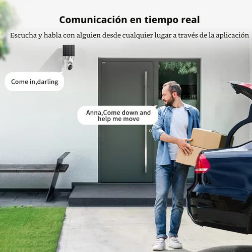 Miniatura 7 de SEHMUA - Cámaras de seguridad solares 2K para exteriores, inalámbricas, 2 paquetes con visión panorámica de 360°, inclinación, WiFi, cámara de Blanco