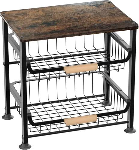 NiuYichee Cesta de almacenamiento de frutas de cocina de 3 capas, estante para aperitivos, cesta metálica extraíble para encimera y escritorio con