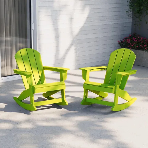 Miniatura 145 de WestinTrends Silla mecedora Malibu de poliéster para exterior/patio Adirondack, Negra