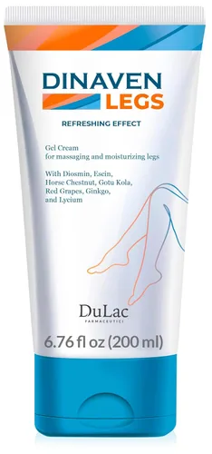 Dulac, Dinaven Legs Gel Cream, refrescante y refrescante, con diosmina y mentol, extracto de castaño de indias, escoba de carnicero y vid roja,