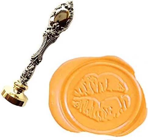 Vintage Sexy Lips Kiss Love Wax Seal Seal Luxury Bronze Metal Peacock Decorativo Invitaciones de boda Tarjeta de regalo Papel Stationary Envelope
