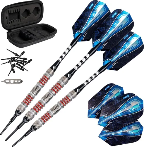Miniatura 17 de Viper Astro - Juego de dardos de punta suave de 80% tungsteno con estuche anillos azules