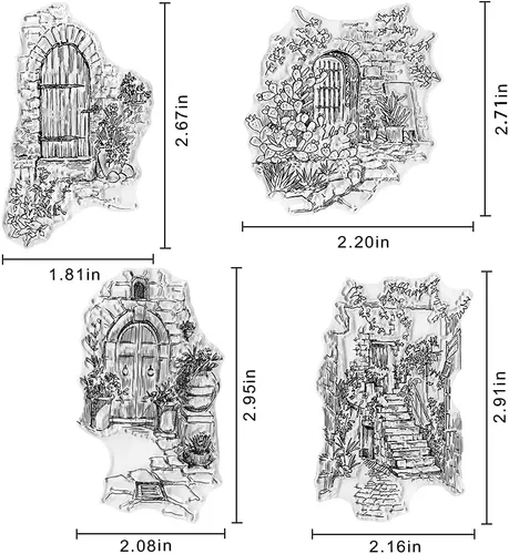 Miniatura 2 de 4 estilos de puertas de jardín, sellos transparentes para decoración de tarjetas, álbumes de recortes, paisajes de jardín de flores, sellos de goma
