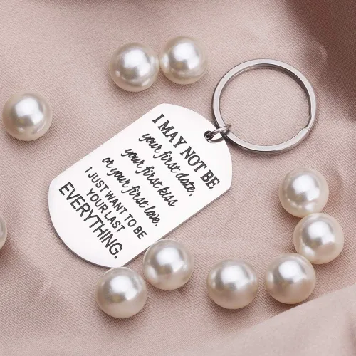 Miniatura 3 de Llavero de regalo para parejas, con texto en inglés "NovioNovioNoviaNoviaAmor Llavero para Él, Mujeres Hombres ella Cumpleaños de Boda Grabado