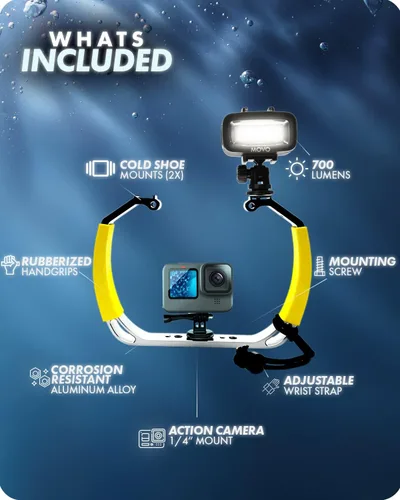 Miniatura 5 de Movo DiveRig2 XL - Equipo de buceo con luz LED impermeable – Compatible con GoPro HERO, HERO5, HERO6, HERO7, HERO8, HERO9, HERO10 y cámara de acción