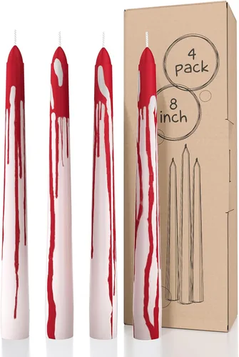 Miniatura 8 de CANDWAX Paquete de 4 velas cónicas blancas, sin goteo, de combustión lenta, sin perfume, de 12 pulgadas, ideales para mesa de comedor, candelabros