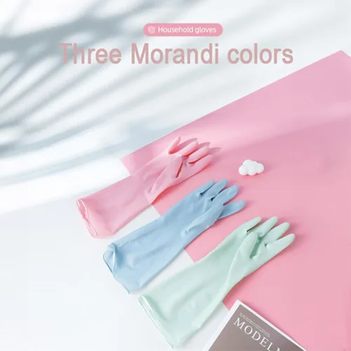 Miniatura 2 de 3 pares de guantes duraderos para lavar platos sin látex, puño de 15 pulgadas de largo, ideales para limpieza de cocina, lavandería, jardinería