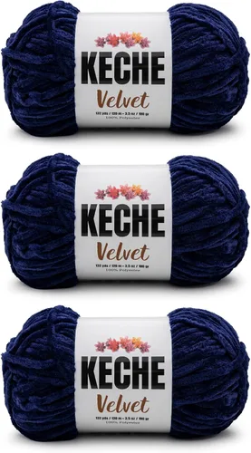 Miniatura 71 de Keche Hilo de terciopelo para ganchillo, manta de felpilla suave, voluminosa, hilo amigurumi, 3.53 oz (132 yardas), color azul bebé