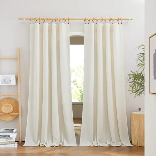 Miniatura 9 de NICETOWN - Cortinas gruesas de lino para sala de estar, juego de 2 paneles, con trabilla trasera/bolsillo para barra y cinta de pliegues, privacidad