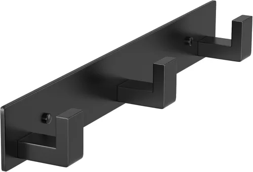 Miniatura 25 de PMMASTO Perchero montado en la pared, 3 ganchos de pared en forma de T para colgar, riel de ganchos para abrigos de acero inoxidable resistente