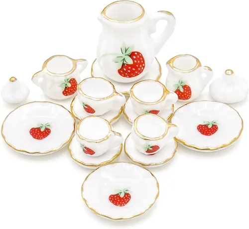 Miniatura 9 de Odoria 1:12 Miniatura 15pcs porcelana azul Chintz taza de té Set (azul)