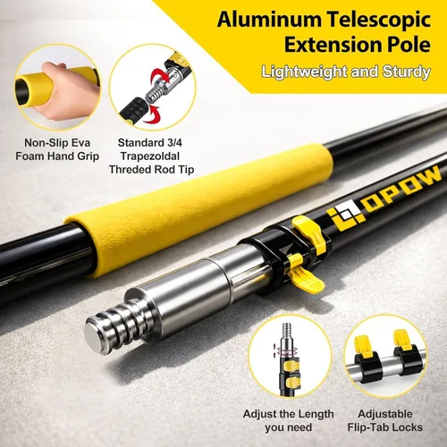 Miniatura 5 de Kits de plumero de techo alto de 20 pies con poste de extensión resistente de 5 a 12 pies, plumero de alto alcance para limpieza, plumero de plumas