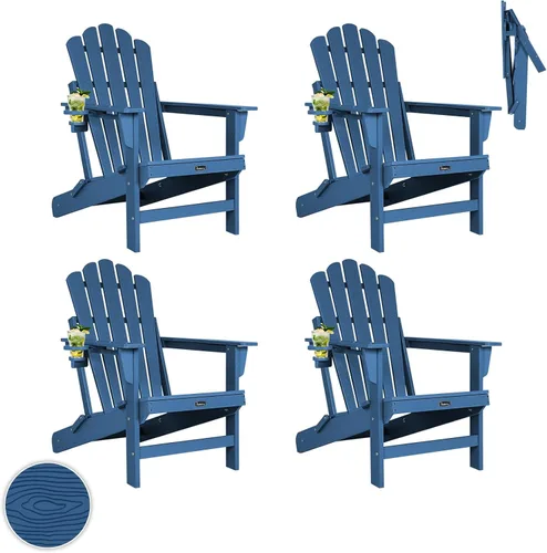 Miniatura 50 de FUNBERRY Juego de 6 sillas plegables Adirondack para todo tipo de clima, sillas para hogueras de polietileno de alta densidad con portavasos
