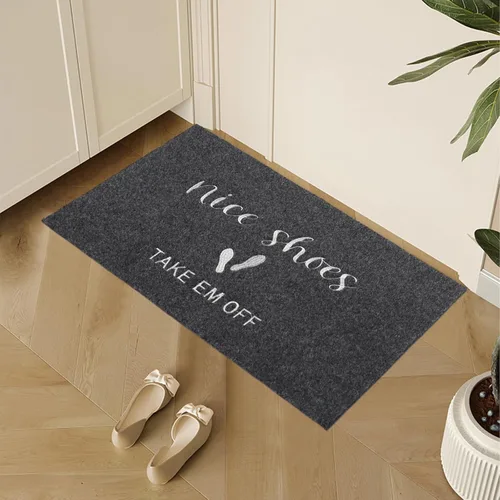 Tapetes de bienvenida de 17 x 30 pulgadas, tapete divertido antideslizante para puerta delantera, divertido bordado para puerta delantera, zapatos
