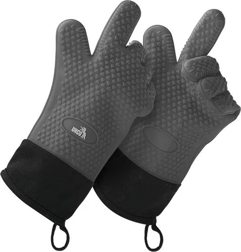 UNCO - Guantes de silicona resistentes al calor, grises, guantes de horno de silicona