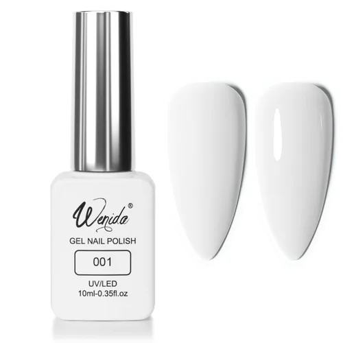 Esmalte de uñas de gel blanco, 0.3 onzas líquidas, color gel de punta francesa UV/LED, perfecto para manicura y pedicura en casa o en el salón.