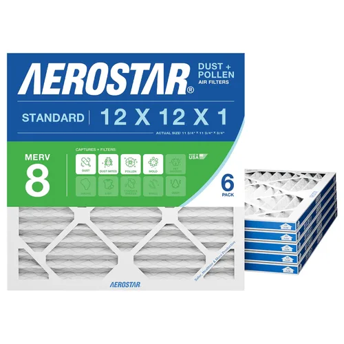 Miniatura 9 de Aerostar Filtro de aire MERV 8 de 12 x 12 x 1, 4 unidades, tamaño real (11.75 x 11.75 x 0.75), HVAC, aire acondicionado y filtro de horno que