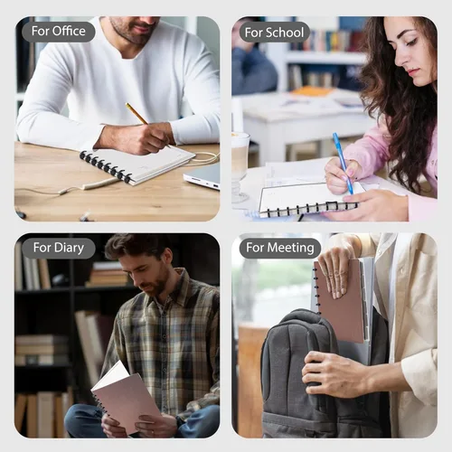 Miniatura 4 de Yoment Cuaderno de disco encuadernado Personalizable Diario en espiral recargable Cuaderno de 5 materias con páginas removibles 120 con rayas anchas