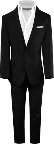 Traje de primera clase para niños Black n Bianco Slim Fit estilo ligero. Presentado por Baby Muffin.