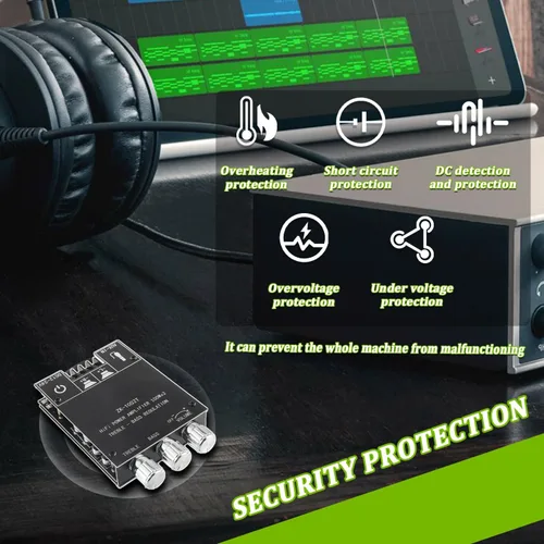 Miniatura 6 de Placa de amplificador Bluetooth de 100W+100W con control de agudos y bajos Chips TPA3116D2 DC 9-24V Entradas BT y AUX 2.0 Canales Placa