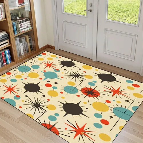 Miniatura 9 de Alfombras bohemias de 6 x 9 pulgadas, estilo floral, estilo años 70, diseño de margaritas, retro, floral, ingenuo, lavable, alfombra de pelo bajo