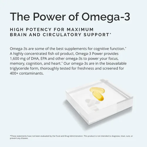 Miniatura 3 de BRAINMD Dr Amen Omega-3 Power - 60 cápsulas - Suplemento de apoyo articular e inmunológico - Contiene DHA y EPA - Sin gluten - 30 porciones
