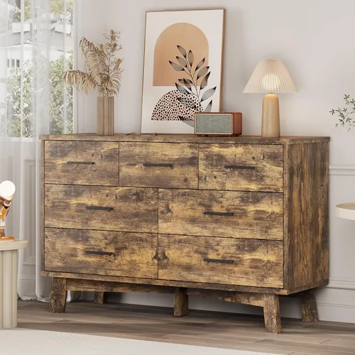 Miniatura 15 de Xixini Cómoda para dormitorio, cómoda moderna de 6 cajones con base resistente en forma de X, organizador de almacenamiento de ropa doble de madera