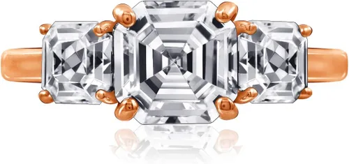 Miniatura 5 de Tienda Collection Sterling Silver Asscher or Oval Cut 3-Stone Ring made with Infinite Elements Cubic Zirconia